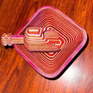 Wood small bowl and scoop.